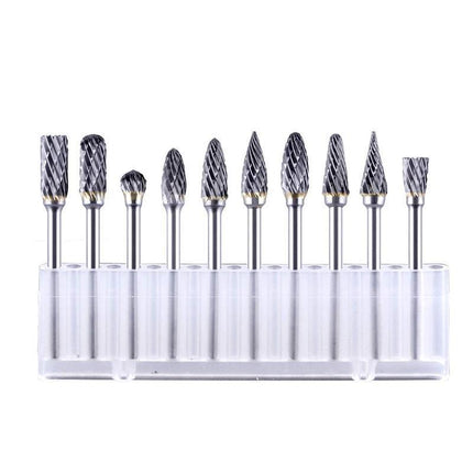 10PCS 6MM Head Tungsten Steel Carbide Rotary Burr Bur Die Grinder Bit + Case Set - Aimall