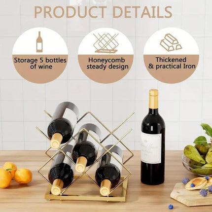 Iron Gold Wine Rack Home Storage Red Wine Rack Organizer Modern Wine Display