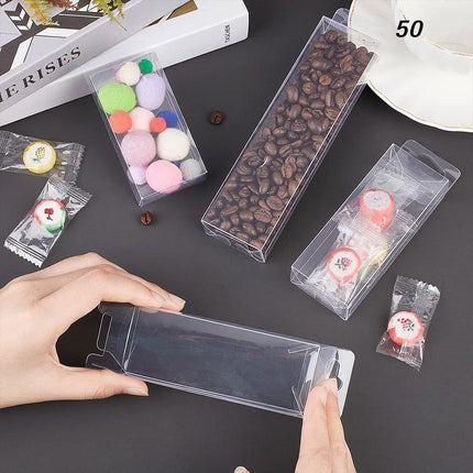 50pcs Transparent Gift Boxes with Hooks Clear Packaging Storage Containers
