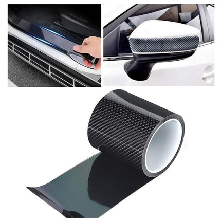 10CM Car Door Sill Protector Edge Sticker Rubber Bumper Guard Strip Carbon Fiber - Aimall