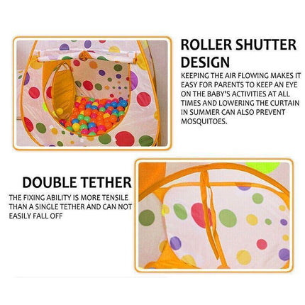 Kids Pop Up Play Tent Playhouse Baby Crawl Tunnel Ball Pit Indoor Outdoor Toys - Aimall