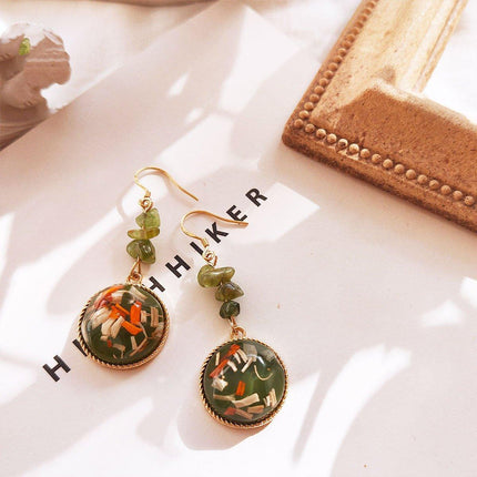 Natural Stone Earrings for Women Simple Vintage Dangle Drop Fashion Jewellery