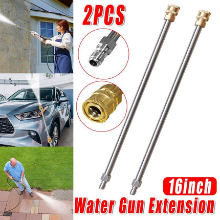2pcs High Pressure Washer Extension Rod Stainless Steel Power Spray Gun Tool