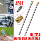 2pcs High Pressure Washer Extension Rod Stainless Steel Power Spray Gun Tool