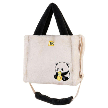 Kids Cartoon Panda Crossbody Bag Plush Ladies Shoulder Bag Cute Panda Design