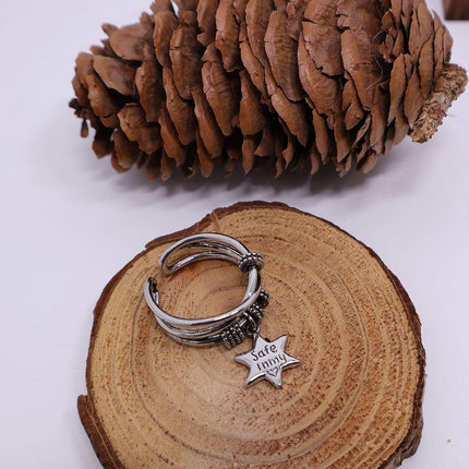 Simple Adjustable Star Opening Ring Couple Jewelry Niche Design Unisex Ring