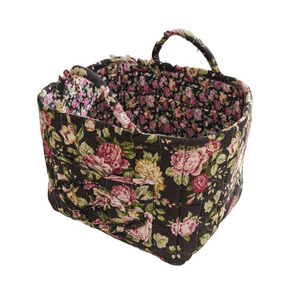 Portable Fabric Storage Basket Korean Pastoral Style Organizer for Home Sundries