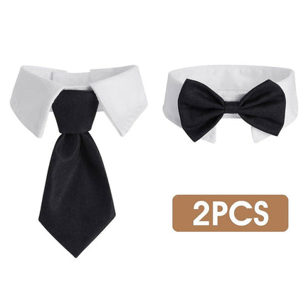 2pcs Pet Bow Tie Collar Dog Cat Suit Dress Accessories Adjustable Neck Strap