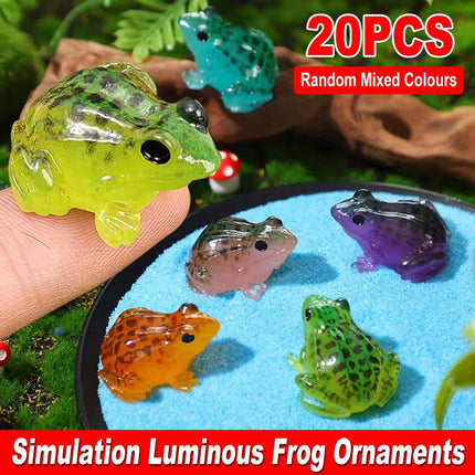20pcs Simulation Luminous Frog Aquarium Decoration DIY Accessories for Fish Tank