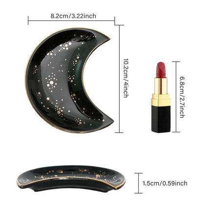Moon Shaped Decorative Plate Fruit Tray Jewelry Storage Rack Dip Saucer for Home