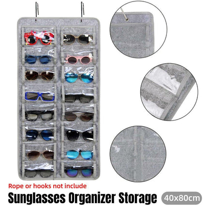 Wall Mounted Felt Glasses Storage Bag Foldable Hanging Sunglasses Organizer
