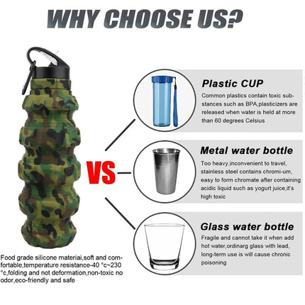 Plastic Grenade Water Bottle Silicone Riding Sports Kettle Retractable Folding Water Bottle