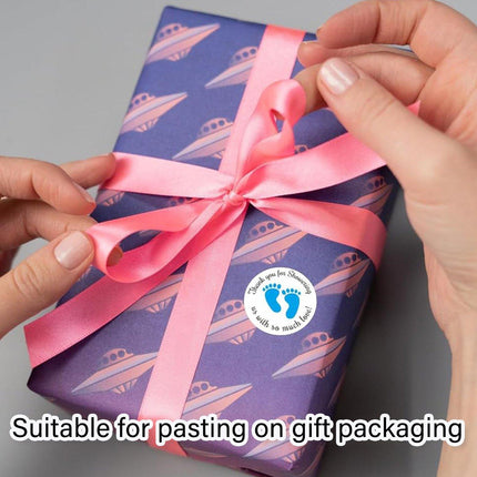 4 Rolls of Decorative Footprint Stickers - Pink and Blue Labels for Craft and Gift Use