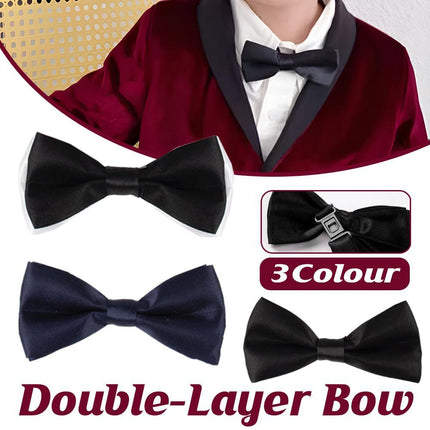 Solid Color Glossy Double-layer Children's Bow Tie Two-color Baby Korean Style Small - Aimall