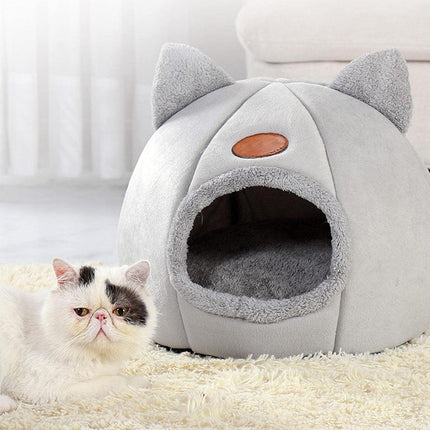 Cat Bed Winter Warm Enclosed Pet House Cozy Indoor Sleeping Nest for Cold Weather