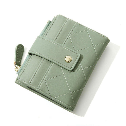Stylish Women Short Wallet Multi-card Money Clip Zipper Two-Fold Purse Leather