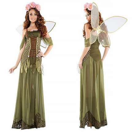 Halloween Green Fairy Princess Costume Flower Dress Up Outfit for Girls