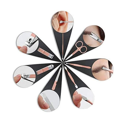 7PCS Manicure Pedicure Set Stainless Nail Clippers Kit Cuticle Grooming Case AU - Aimall
