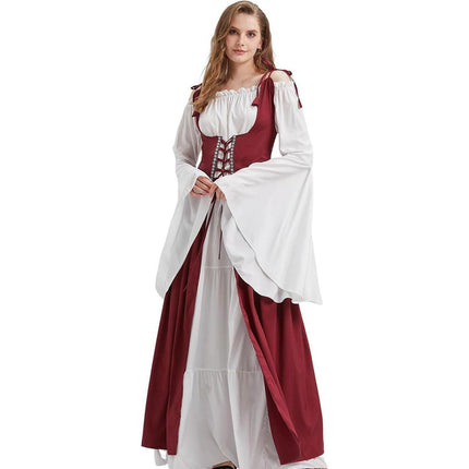 Halloween Costume Amazon Explosions European And American Square Collar Bundle Waist Medieval Renaissance Retro Dress