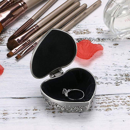 Vintage Heart Shape Jewelry Box Gift Box Metal Trinket Box Storage Organizer