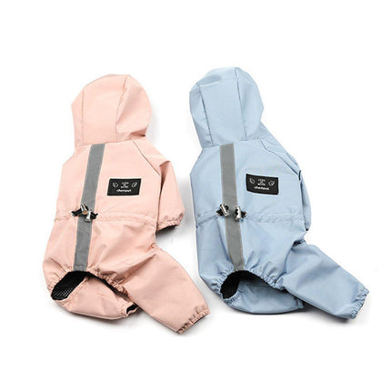 Outdoor Reflective Waterproof Dog Raincoat Breathable Four Legged Pet Jacket