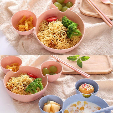 4PCS Wheat Straw Tableware Set Anti Fall Bowls Children Dish Dinner Plate Bowl