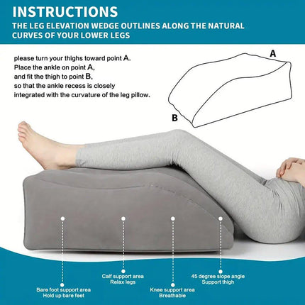 Inflatable PVC Leg Pillow Wedge Triangle Foot Cushion Flocking