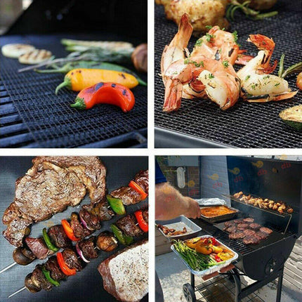 3/6/10PCS Non-Stick BBQ Grill Mat Mesh Liner Cooking Barbecue Sheet Baking Pad