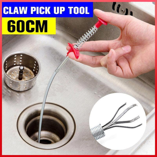 Flexible Spring Pick Up Tool Drain Unblocker Stick Snake Cleaner Hair Remover Au - Aimall
