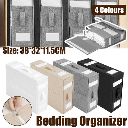 Fabric Storage Box Set Bedding Organizer Closet Blanket Quilt Storage Containers