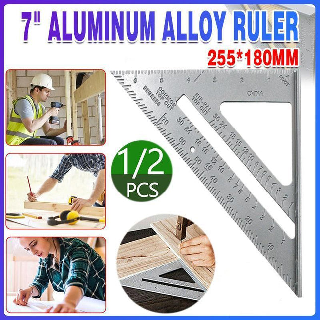 UP TO 2pcs 7" Aluminum Alloy Ruler Speed Angle Square Tool Triangle Square Ruler Aimall