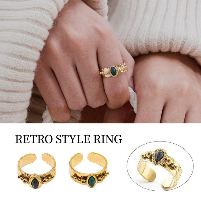 Natural Stone Ring Women Adjustable Boho Gemstone Fashion Jewelry Gift