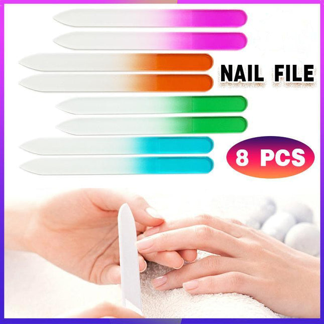 8X Durable Nail File Crystal Glass Buffer Art Files Manicure Device Acrylic Gel - Aimall