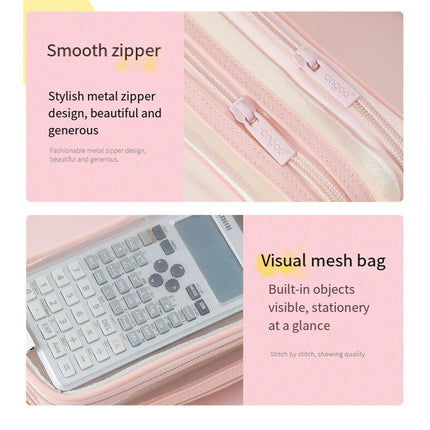 Large Capacity Transparent Mesh Pencil Case School Exam Stationery Bag Boy Girl