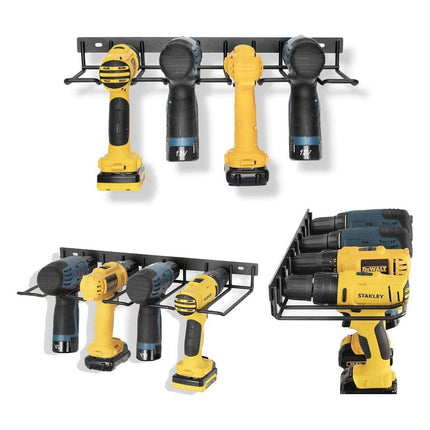 Metal Drill Storage Rack Power Tool Holder Organizer Wall Mount Heavy Duty Shelf