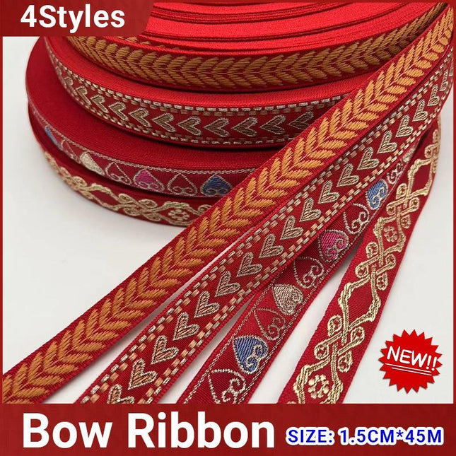 1.5CM*45M Geometric Woven Ribbon Trim in 4 Styles - Aimall