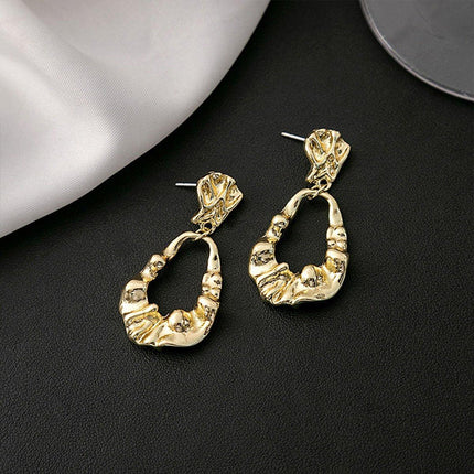 Vintage Ruffled Earrings for Women Retro Irregular Design Fashion Jewelry Gift