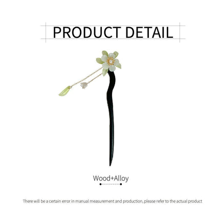 Antique Tassel Hairpin Retro Hanfu Headwear New Chinese Wooden Camellia