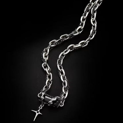 Punk Style Heart Charm Choker Silver Thick Link Chain Collar Necklace Fashion - Aimall