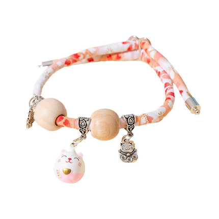 Camphor Wood Bead Collar with Bell Necklace for Cats and Dogs Pet Accessories