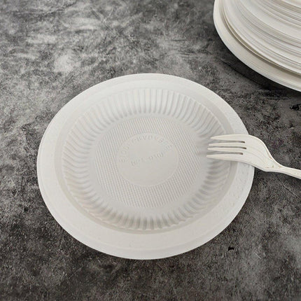 100pcs Corn Starch Degradable Dinner Plates Bone Dish Fruit Plate Simple Party