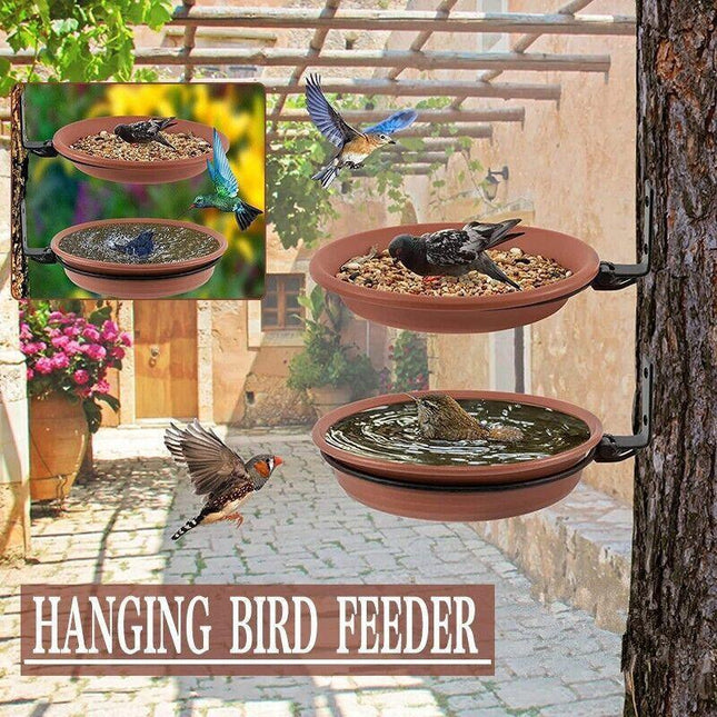 Hanging Bird Feeder Bath Tray Plastic Bird Water Drinker Outdoor Garden Decor - Aimall