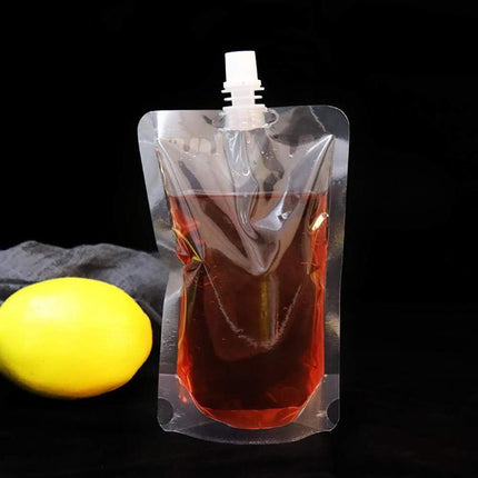 20PCS 250ML Clear Plastic Spout Flask Bladder Bags Alcohol Pouch Leak Proof Cap - Aimall
