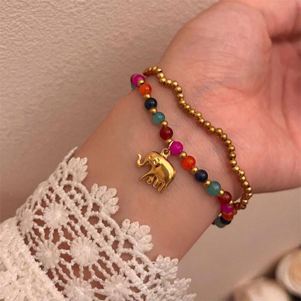 Handmade Ethnic Style Tibetan Bracelet Nepal Copper Bead Colourful Jewelry