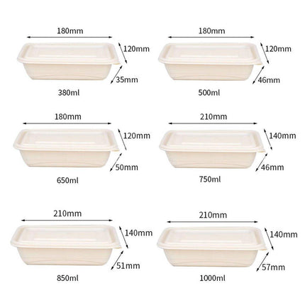 50pcs Eco Friendly Corn Starch Lunch Box Degradable Takeout Bento Container