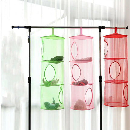 Foldable Clothes Drying Basket Three-layer Hanging Storage Breathable Organizer