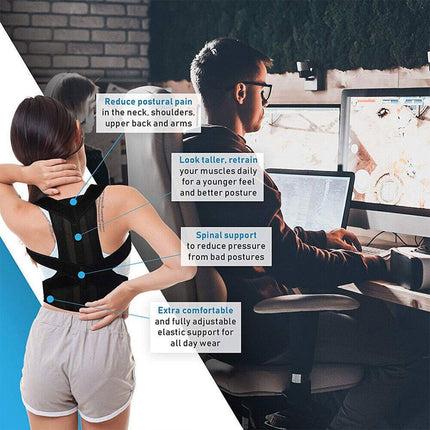 Adjustable Back Posture Corrector Brace Lumbar Shoulder Support Belt for Unisex