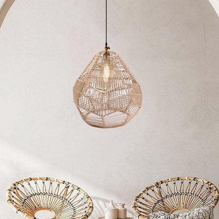 Chinese Style Imitation Rattan Lampshade DIY Weaving Lamp for Home Decor