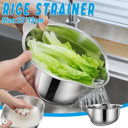 304 Stainless Steel Rice Washing Basin Multi-Purpose Kitchen Sieve Drain Basket
