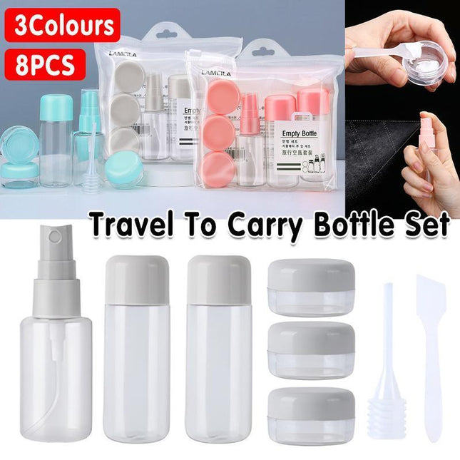 8 Pcs Travel Size Bottle Container Liquid Toiletry Leak-Proof Clear Bottles Set - Aimall